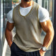 Men's Casual Solid Color Mesh Cool Round Neck Tank Top