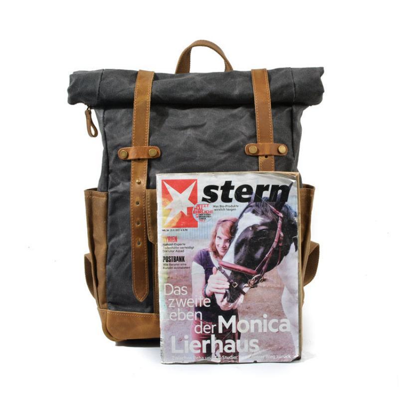 Men's Vintage Contrast Waterproof Canvas Multi-Pocket Backpack