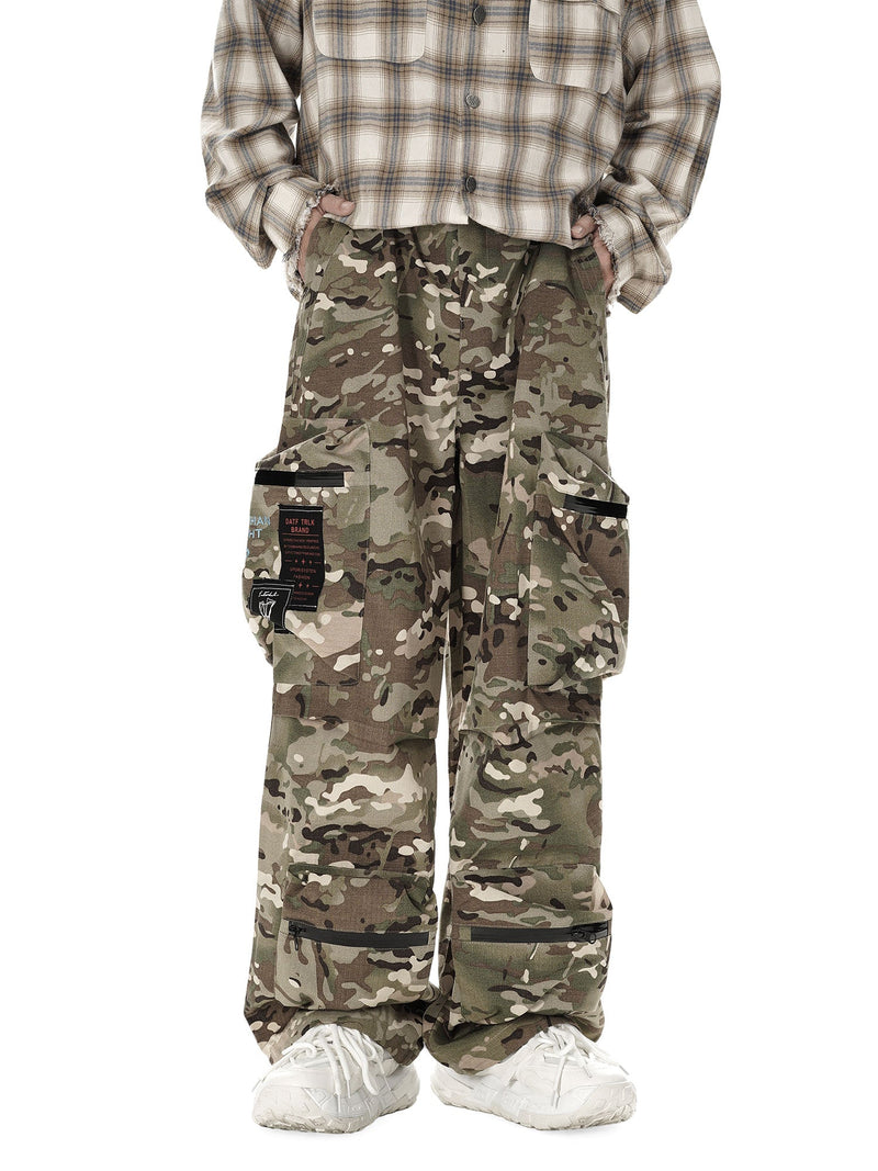 High Street Camouflage Multi-Pocket Woven Pants