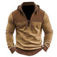 Men's Vintage Patchwork Waffle Lace-up Hoodie