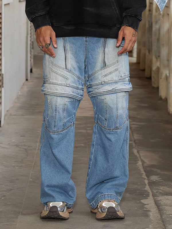 Multi-structure Design Baggy Jeans