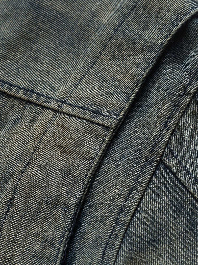 High Street Hip-hop Distressed Washed Denim Jacket