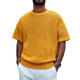 Men's Casual Round Neck Soft Loose Knitted Short Sleeve Sweater T-Shirt