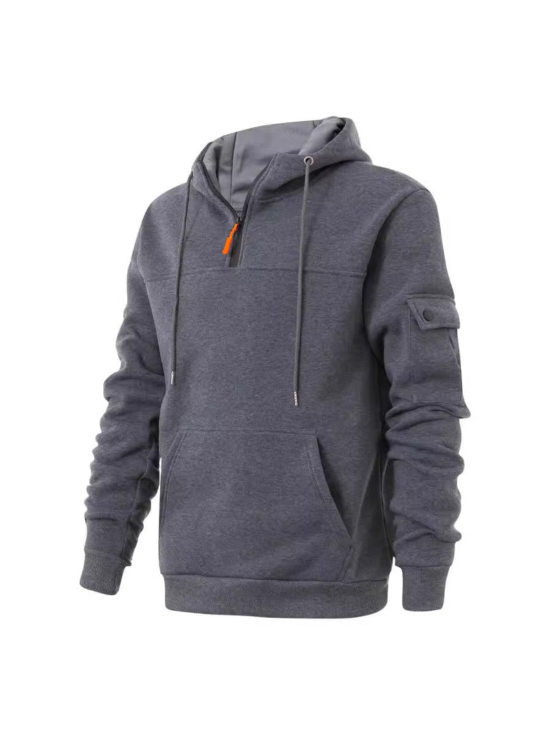 MEN'S HOODIE HOODED SWEATSHIRT ZIPPER ARM POCKET PULLOVER MEN'S SPORTS AND CASUAL JACKET