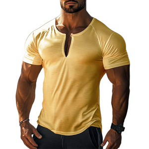 Lässiges Herren-T-Shirt aus Baumwolle mit V-Ausschnitt und schmalen Ärmeln