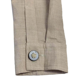 Men's Casual Linen Embroidered Lapel Loose Long Sleeve Shirt