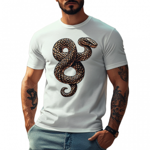 Men's Casual Cotton Snake Embroidery Round Neck Loose Short Sleeve T-Shirt