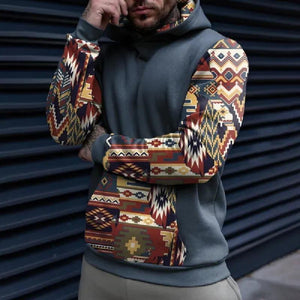 Herren-Hoodie im Retro-Stil mit geometrischem Print im Ethno-Stil
