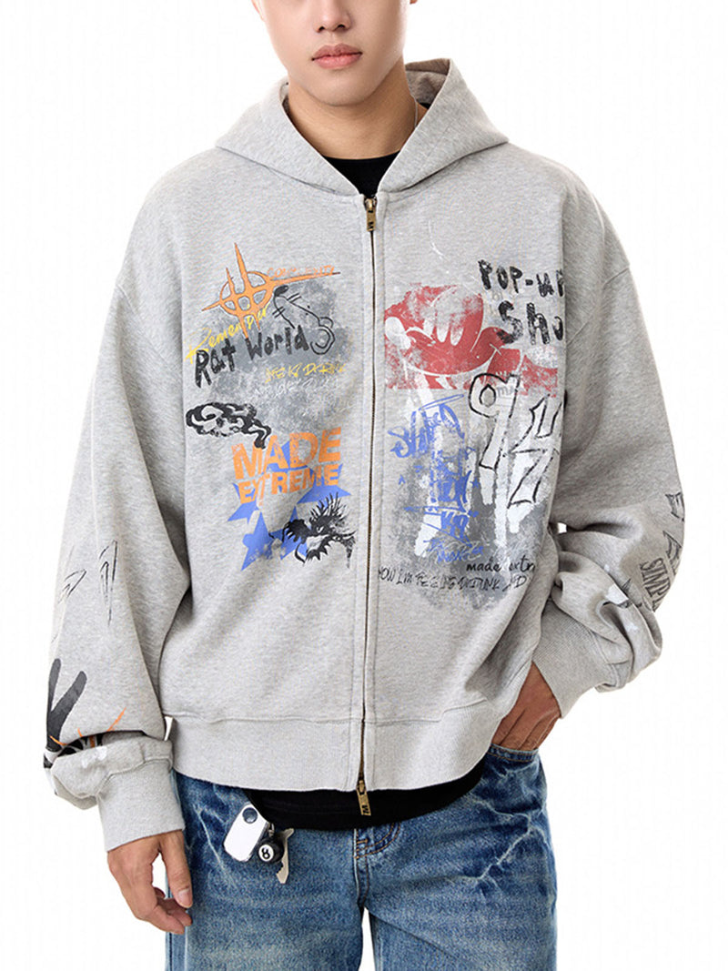 Graffiti Cardigan Hoodie