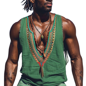 Men's Casual Vintage Embroidered Tank Tops