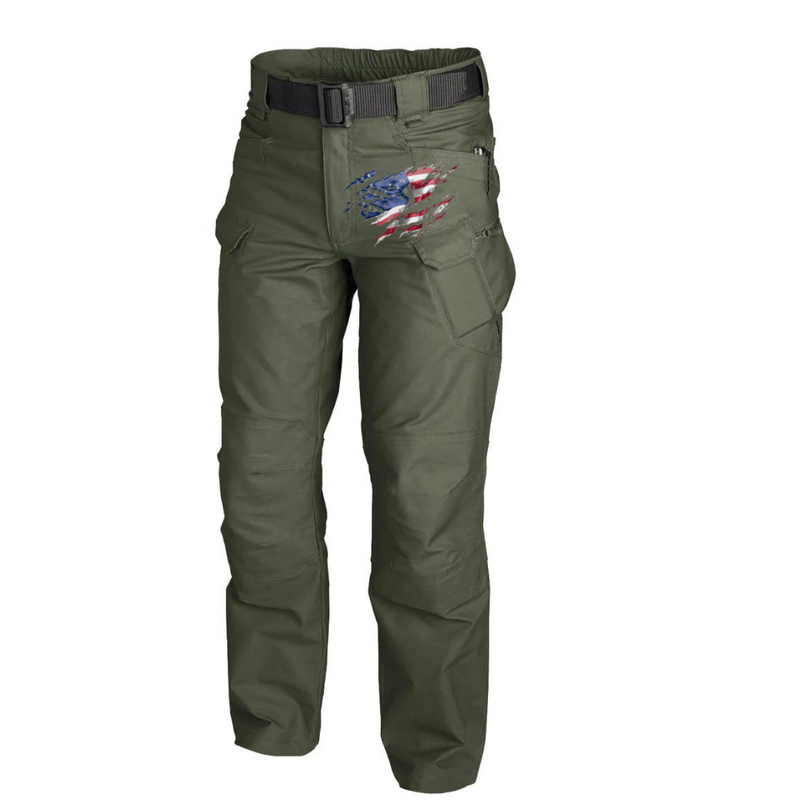 USA FLAG GRAPHIC OUTDOOR WEARABLE QUICK DRY MULTI-POCKET CARGO PANTS