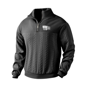 FLAG CASUAL HERREN JACQUARD KRAGEN HOODIE HERREN CASUAL HALB REISSVERSCHLUSS LOSE TOP