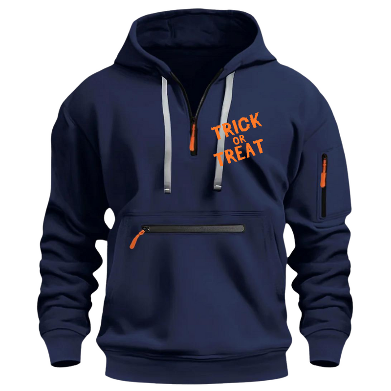 HALLOWEEN  CASUAL SPORTS MULTI ZIPPER ARM POCKET MEN'S SWEATSHIRT HOODIE