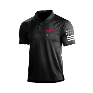 Poloshirt mit olympischer USA-Flagge und Raglan-Grafik