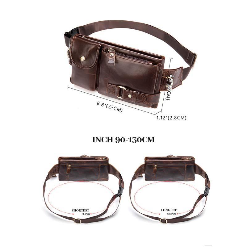 Men's Classic Genuine Leather Waist And Messenger Bag