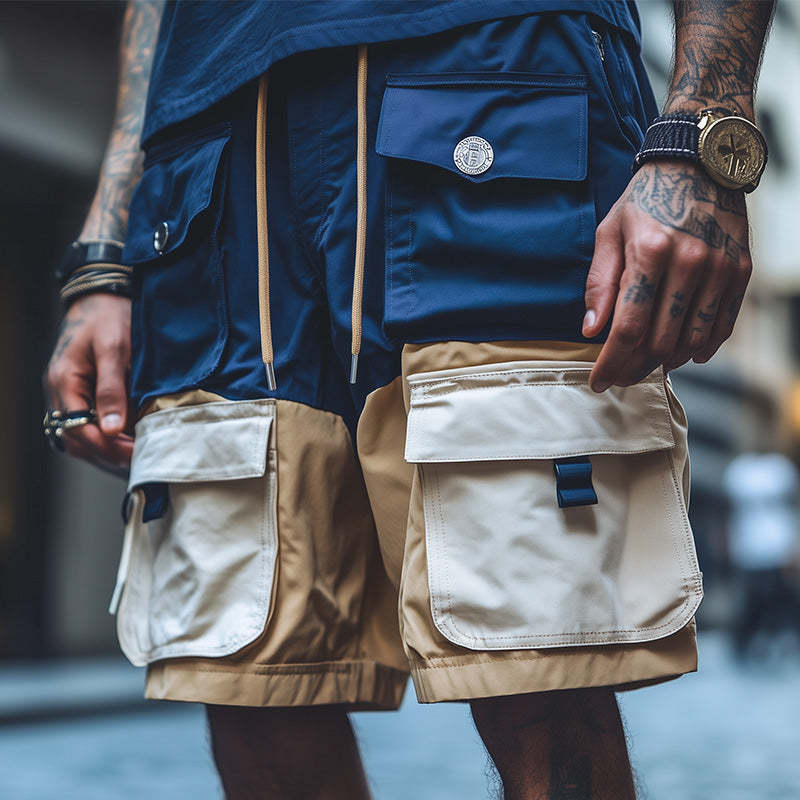 Herren-Cargo-Shorts mit Kontrast-Multi-Taschen