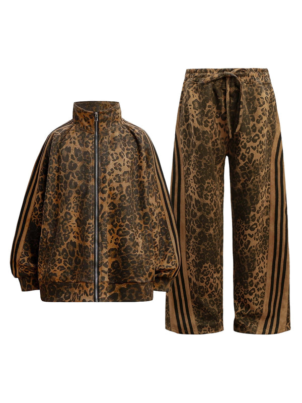 Cheetah Print Suede Tracksuit