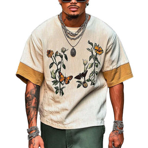 Bedrucktes Herren-T-Shirt mit Rundhalsausschnitt und kurzen Ärmeln