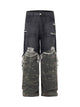 Washed Distressed Stitching Camouflage Straight Jeans