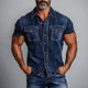 Herren-Jeanshemd mit Vintage-Revers und kurzen Ärmeln