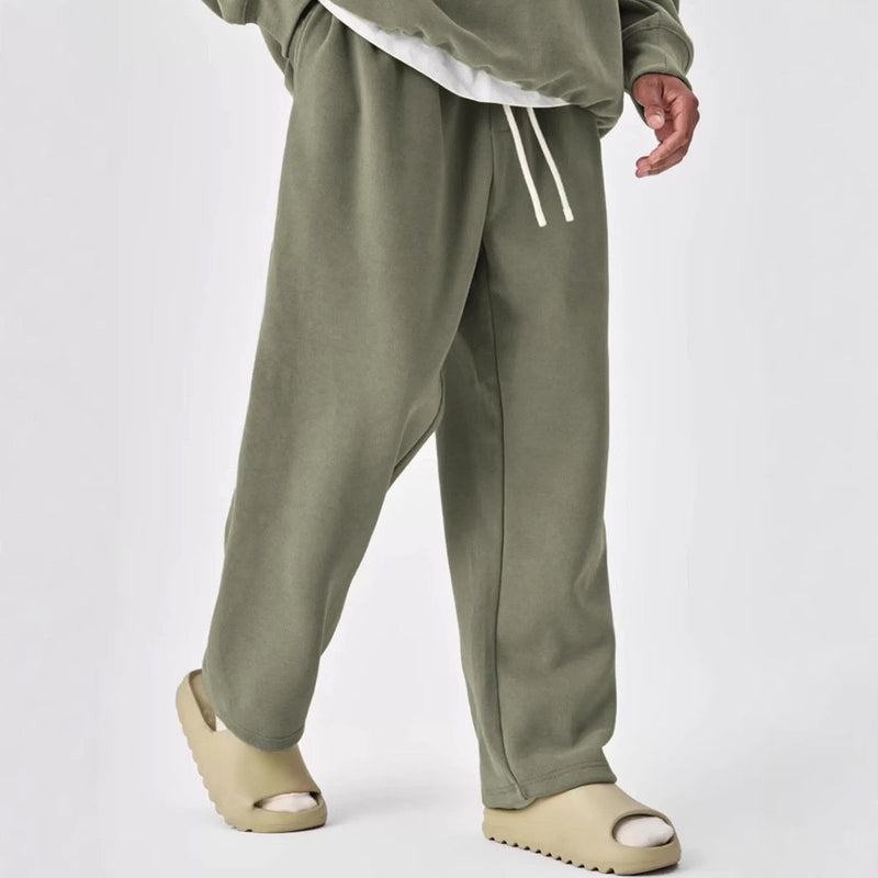 Einfarbige Jogginghose für Herren mit Kordelzug und elastischer Taille und geradem Bein