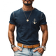 Herren-T-Shirt im Retro-Denim-Stil mit gewaschenem Anker-Print, Rundhalsausschnitt, schmale Passform, kurzärmelig