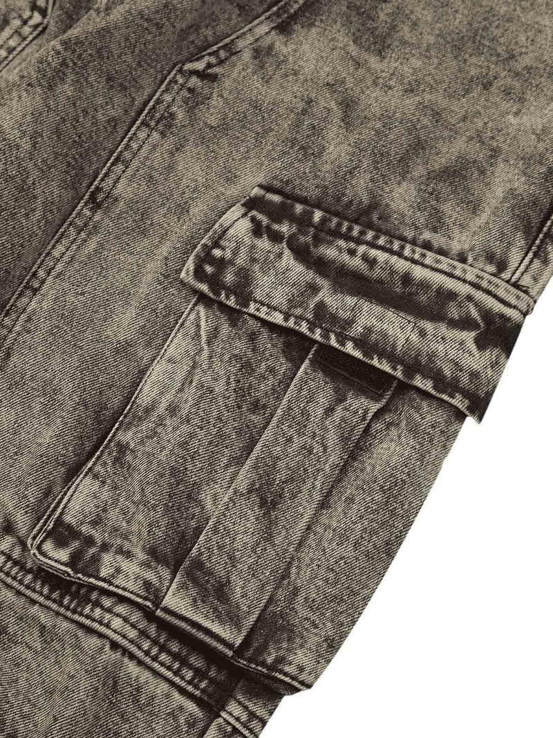 American Street Style Washed Distressed Work Jeans