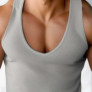 Herren Sommer Basic Einfarbiges Tanktop mit tiefem V-Ausschnitt