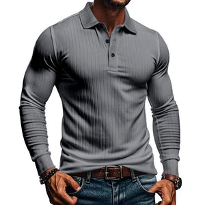 Lässiges elastisches Langarm-POLO-Shirt für Herren