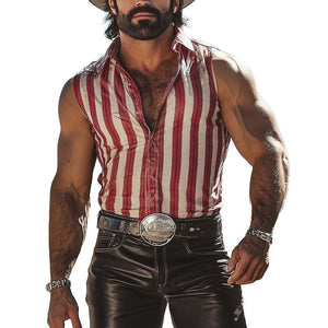 Herren-Tanktop mit vertikalen Streifen im Retro-Slim-Fit