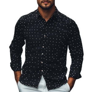 Men's Diamond Dot Lapel Knitted Casual Shirt