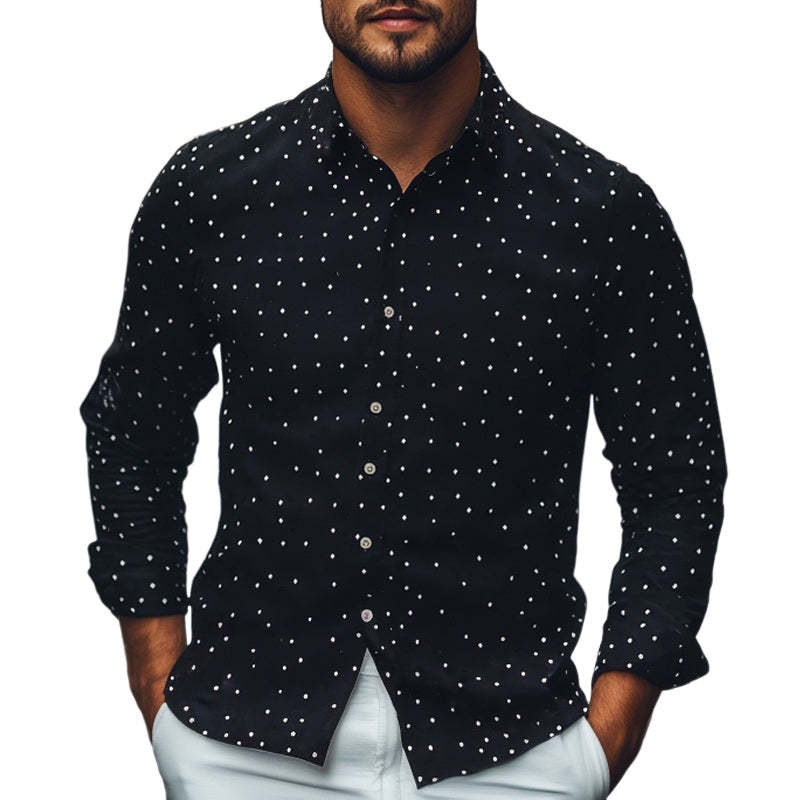 Herren Freizeithemd mit gestricktem Revers und Rautenmuster