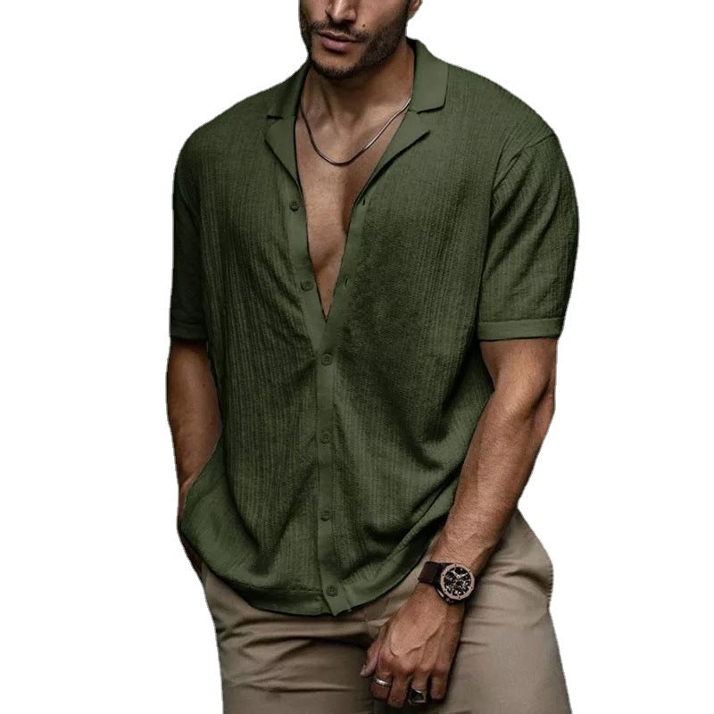 MEN'S SOLID COLOR SOFT FABRIC CASUAL SHIRT