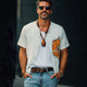 Men's Summer Casual Cotton Embroidered Short Sleeve Shirt