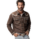 Herren Vintage Coffee Washed Denim Langarmhemd
