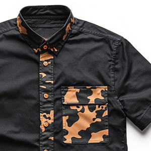 Men's Retro Casual Camouflage Printed Button Lapel Short Sleeve Shirt