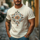 Lässiges, hautfreundliches, besticktes T-Shirt aus Baumwolle und Leinen für Herren