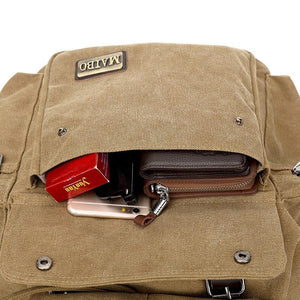 Retro-Outdoor-Rucksack aus Canvas mit großer Kapazität und mehreren Taschen für Herren