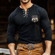Men's Retro Route 66 Printed Casual V-Neck Long Sleeve T-Shirt