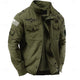 Men's  Cotton Cargo Jacket Coat Side Pockets Zip Front Regular Fit Standing Collar Jacket