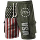 Men's American Flag Eagle Print Elastic Drawstring Shorts