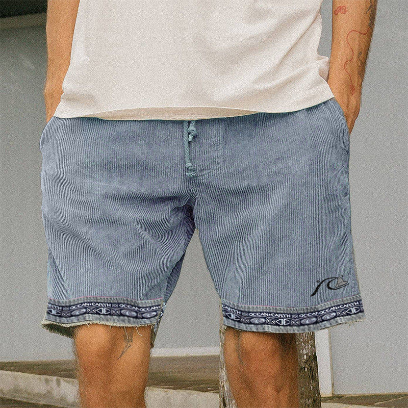 Men's Vintage Corduroy Surf Beach Vacation Casual Shorts