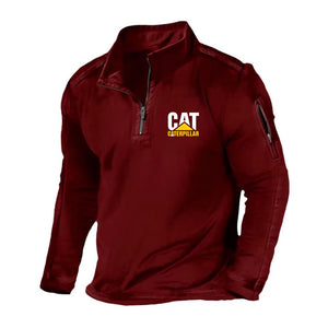 Herren-Sweatshirt aus Fleece mit halbem Reißverschluss und Stehkragen und langen Ärmeln