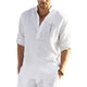 Men's Casual Polyester Solid Color Long Sleeve Shirt