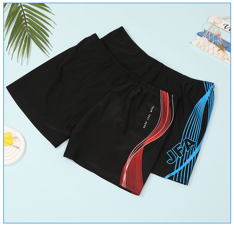 Men's Swimming Trunks Adult Boxer Offset Beach Trunks Pool Loose Striped Swimming Trunks