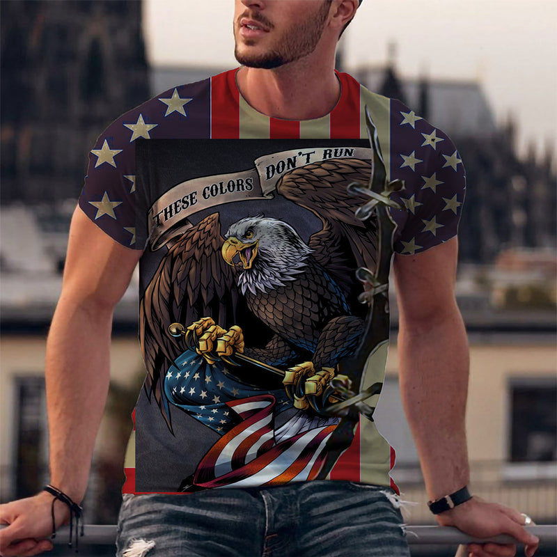 Men's American Eagle Print Street Trend Sports 3D T-Shirt Top