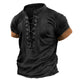 Men's Vintage Lace Up Casual Colorblock Short Sleeve T-Shirt