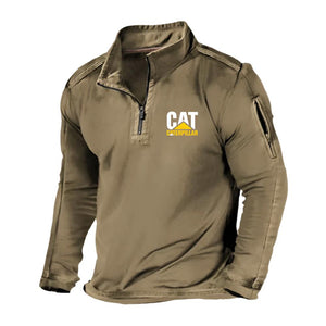 Herren-Sweatshirt aus Fleece mit halbem Reißverschluss und Stehkragen und langen Ärmeln