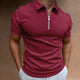 5XL Men's Solid Color Zipper Neck Casual POLO Shirt