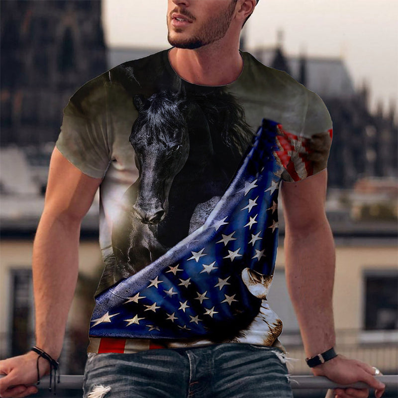 Men's American Eagle Print Street Trend Sports 3D T-Shirt Top